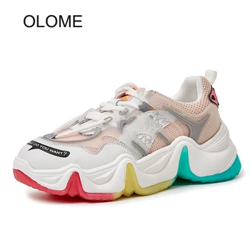 

2020Spring New Shoes Women Thick Bottom Footware Breathable Female Leisure Sneakers Real Leather Ladies Casual Trainers Platform