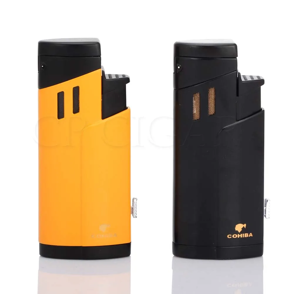 COHIBA портативная металлическая зажигалка для сигар ветрозащитная 3 струйный