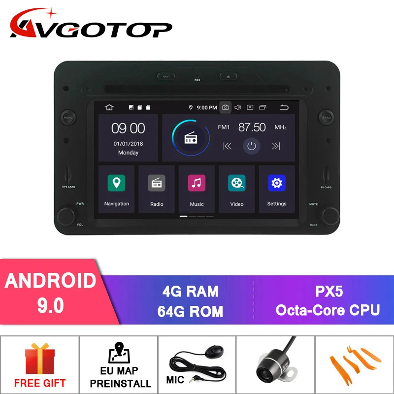 Perfect AVGOTOP 2+16GB/4+64GB Android 9 Bluetooth GPS Car Player Multimedia For Alfa Romeo 1
