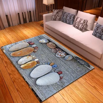 

Nordic 3D Stone Footprints Carpets Kids Room Floormat Bedside Area Rug Flannel Family Creative Carpet for Living Room Home Decor