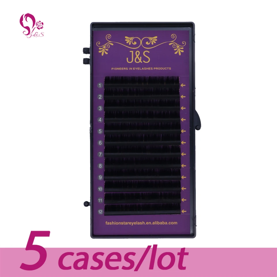 

J&S 5 trays set, 0.03 0.05 0.07 0.10mm Thickness silk eyelashes extensions , C D DD curl,12lines/tray