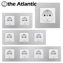 Atlantic Алюминий из сплава в виде металлического Панель EU/DE/русский стандарт розетки несколько розетки электрическая розетка в стену 1/2/3/4 гнездами socket