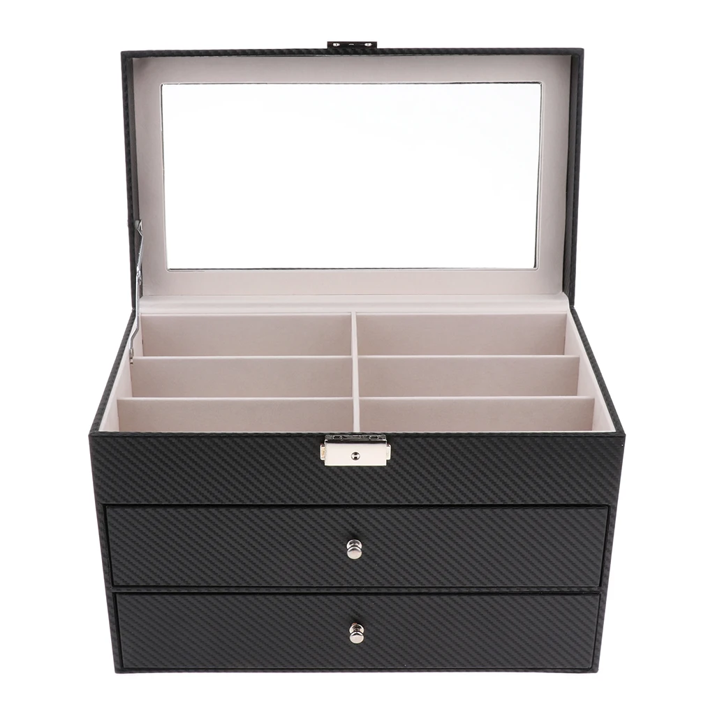 3 Layers Large Capacity Organizer Box with 18 Grids for Eyeglasses Eyewear Sunglasses Jewelry Watches and More