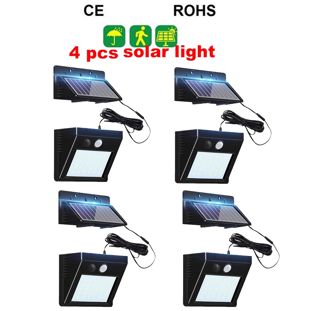 

2/4pcs 100/56/30 LED Solar Lamp Garden Motion Sensor Light Solar Panel Power Lights Outdoor Waterproof Separate Street Path Secu