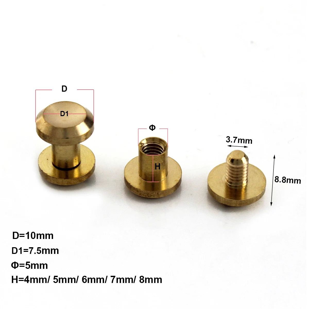 Gürtelschrauben Lederhandwerk Chicago Nail Messing Vollnieten Stud Head Wallet E - Foto 7