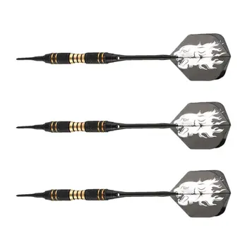 

3Pcs Black Coated Solid Brass Barrel Plastic Soft Tip-Dart Flights Sports