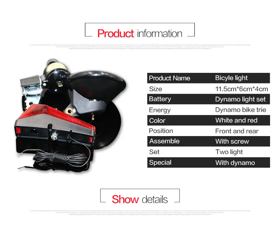 Jueshuai White And Red 11.5cm 6cm 4cm Front Electric Bike Light Assemble With Screw With Dynamo Warning Light E Bike Accessories