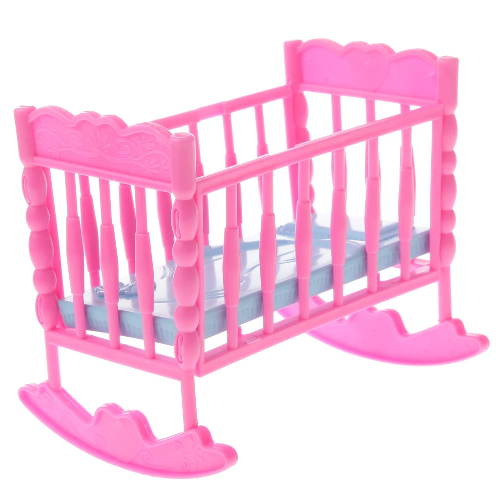 Miniature Cradle Bed Stroller Furniture Pretend Play For  Dolls House