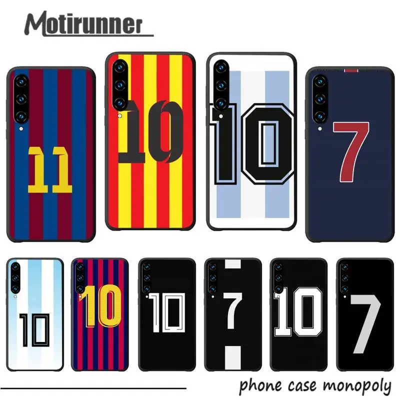 Football Number Soccer Phone Case Coque For Huawei Y7 2019 Mate 10 20 Lite Pro Honor 9x Y9s Silicone Cases Cover | Мобильные