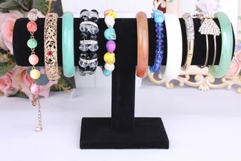 

Portable Velvet/PU Leather Bracelet Bangle Necklace Display Rack Jewelry Stand Holder Watch Jewelry Organizer T-Bar Rack