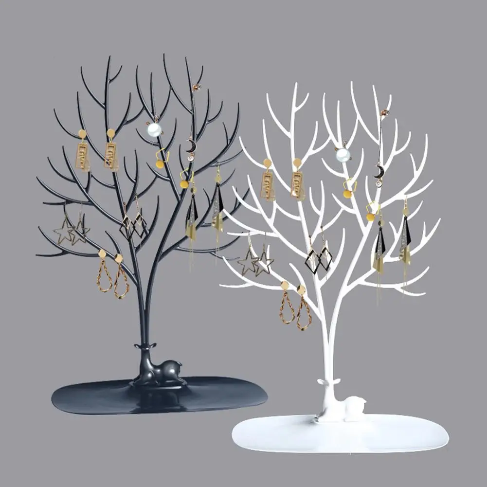 

Deer Tree PP Jewelry Stand Hanging Rack Earrings Necklace Rings Bracelet Display Organizer Stand Holder Show Rack Ornament