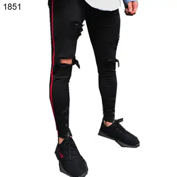 

Mens Cool Designer Brand Black Jeans Skinny Ripped Destroyed Stretch Hop Hop Pants With Holes For Men