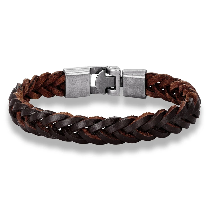 Vintage Unisex Braided leather bracelet men Genuine Leather Wrap Bracelets Women pulseras masculina Simple Jewelry Leather Bracelet