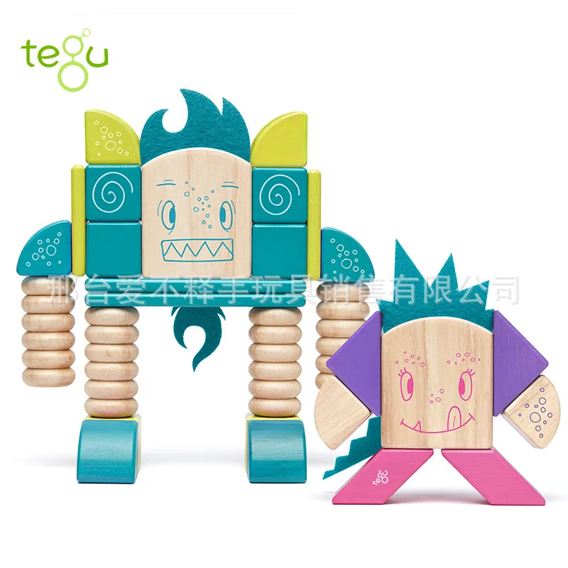 

America Tegu Magnetic Wooden Building Blocks Magnetic Environmentally Friendly Fight Inserted Creative Toy 1-Year-Old Or above E