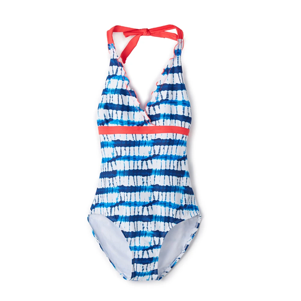 Одежда для купания для девочек; слитный купальник для девочек С Рисунком Тигра; купальник с перекрещивающимися ремешками; одежда для купания для детей 4-14 лет - Цвет: Белый