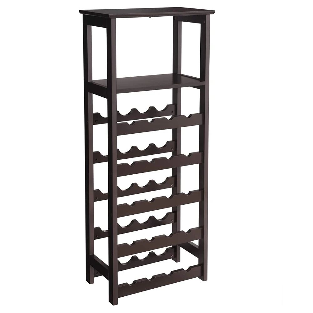 

Wine Rack Free Standing Wine Holder Display Shelves with Glass Holder Rack 20 Bottles Stackable Capacity for Home Kitchen