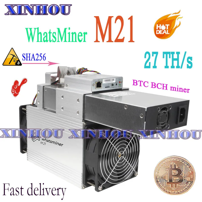 Майнер WhatsMiner M21 27T BTC BCH с блоком питания более экономичный чем M21S M20S M3 Antminer S17 T17 S17e