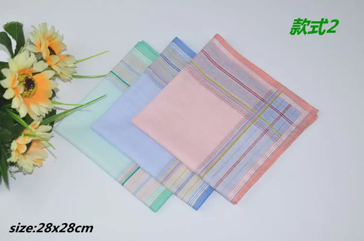 mix color 2 12 шт./лот 28 см* 28 см мягкий хлопок в полоску для женщин квадратный платок дамы носовой платок дети детские полотенца вечерние подарок на Рождество - Цвет: mix color 2