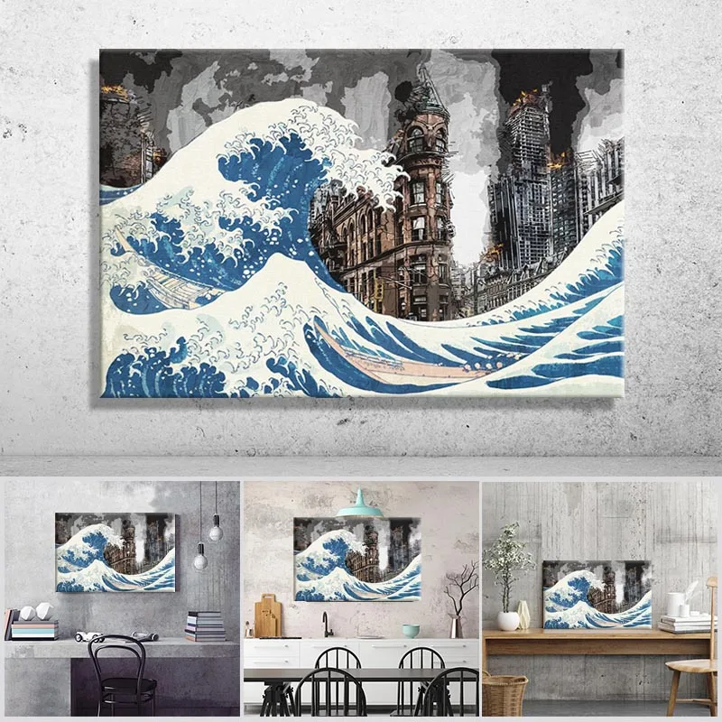 City Wave Poster Decorative Picture Modern Wall Art Paintings Home Decor No Frame | Дом и сад