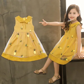 

Girl Dress New Sweet Princess Dresses Girls Baby Clothing Wedding Party Kid Fashion Floral Skirt Children Clothes 2020 Summer