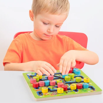 

Funny Wooden Digital Traffic Maze Slide Toys Multi-functional Classic Practical Children Early Educational Puzzle Game