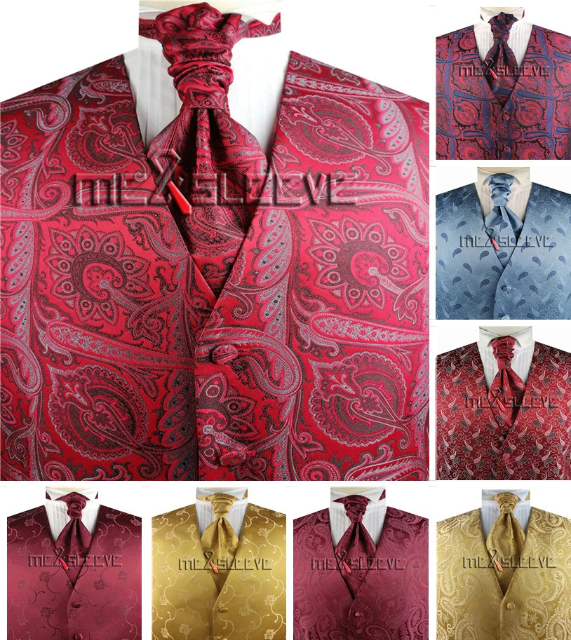 wedding men's paisley tuxedo/wedding waistcoat set (vest+cravats+handkerchief) | Мужская одежда