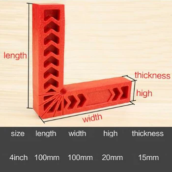 

4pcs 90 Degree Clamps 4 inch L Shape Right Angle Corner Ruler Plastic Red
