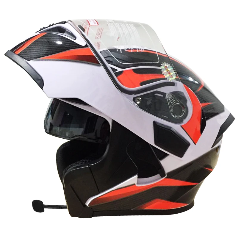 White orange BT GXT, мотоциклетный шлем, флип-ап, шлем для мотокросса, Capacete da Motocicleta Cascos, мотоциклетный шлем, двойной объектив, гоночный шлем для верховой езды - Цвет: White orange BT