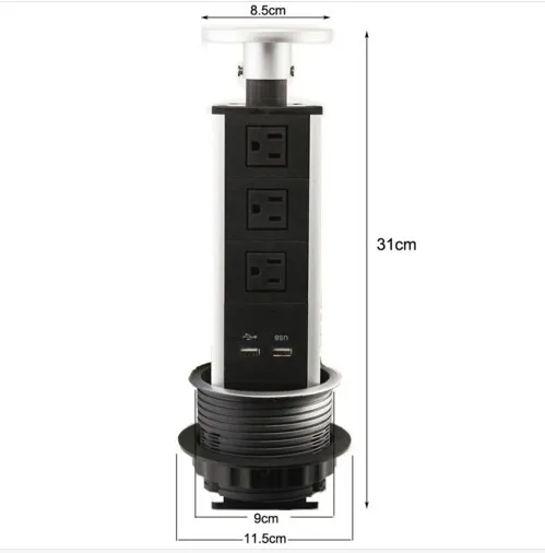 1,8 м, 16А, 3 питания, штепсельная розетка европейского стандарта, 2 порта usb для зарядки, кухонные настольные розетки, выдвижные столешницы, рабочая верхняя розетка