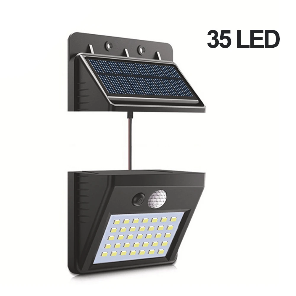 35LED Vertvie высокое качество солнечной энергии свет раздельный PIR датчик движения светодиодный садовый светильник водонепроницаемый открытый настенный светильник - Цвет: 35LED