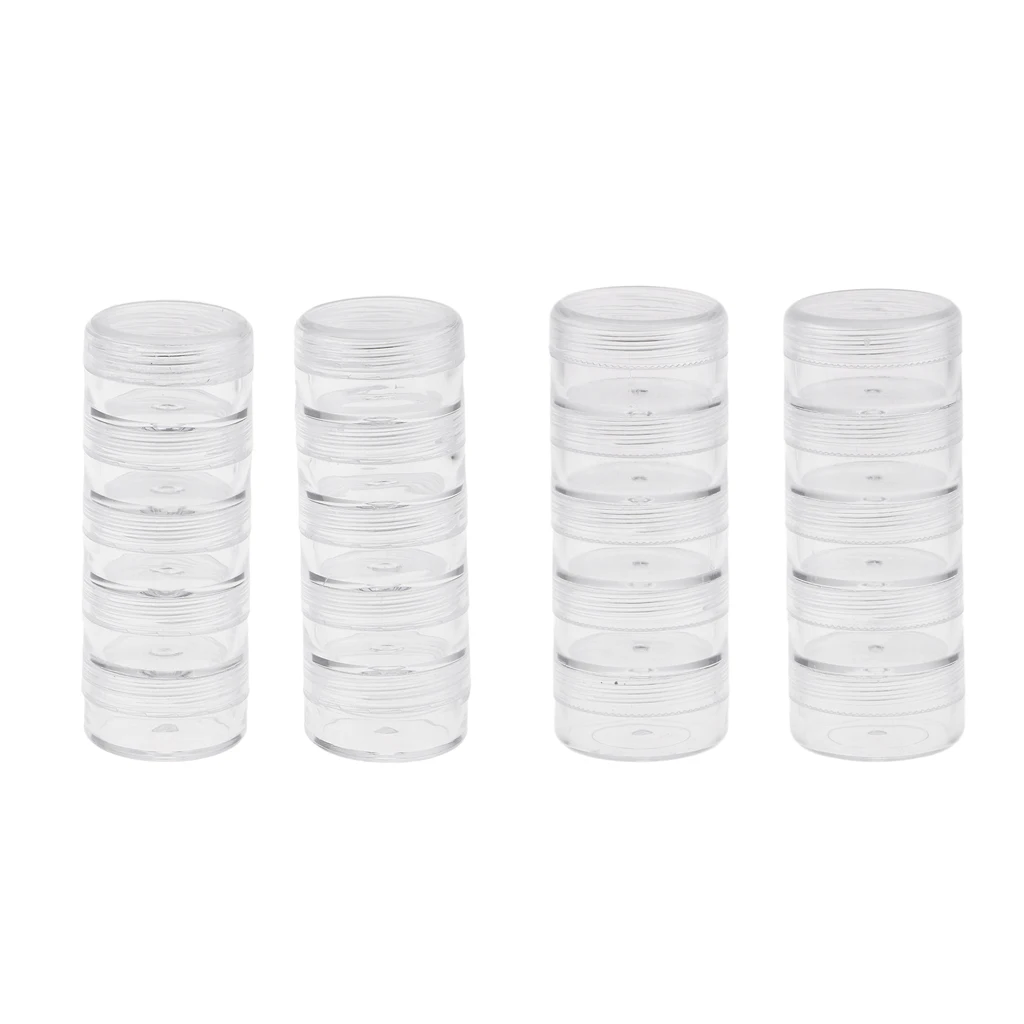 4pc Jewelry Jar Box Small Pill Screw Top Beads Storage Container 5 Stackable