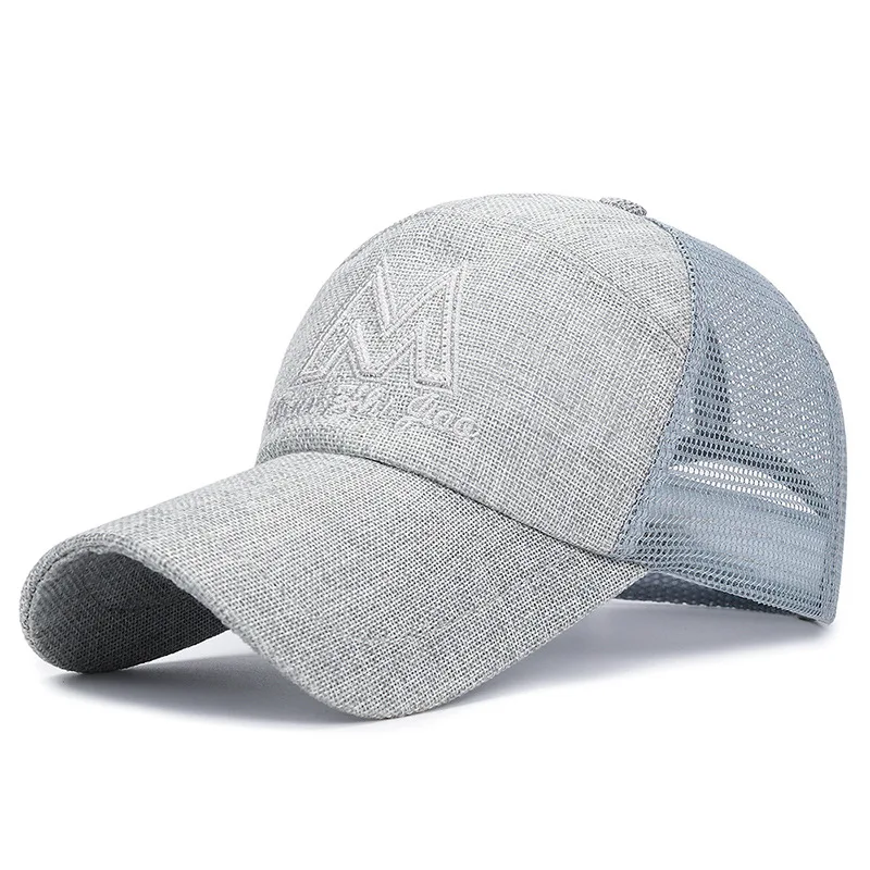 Мужские Snapback шапки летние из дышащего хлопка сетчатая бейсболка Мужская модная с буквенной вышивкой хип хоп кости спортивная шапка - Цвет: LightGray