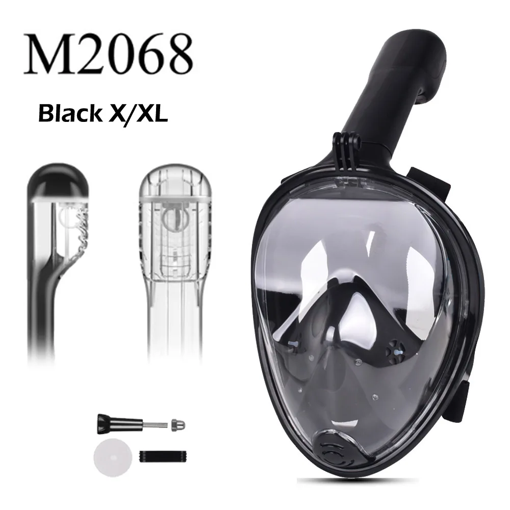 M2068 Black L XL Набор масок для подводного плавания на все лицо, маска для подводного плавания, тренировочная маска Mergulho для подводного плавания для камеры Gopro - Цвет: M2068 Black L XL