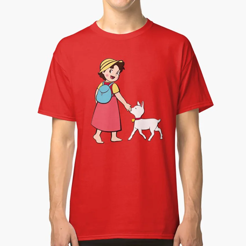 Heidi and litle goat футболка heidi alps switzerland комиксы аниме мультфильм ТВ шоу сериал фильм книга - Цвет: Красный