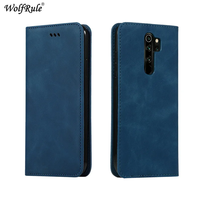 Blue Магнитный поглощающий кожаный флип-чехол для Xiaomi Redmi Note 8 Pro, чехол-кошелек, держатель для карт, чехол-подставка для Redmi Note 8 Pro 6,53" - Цвет: Blue