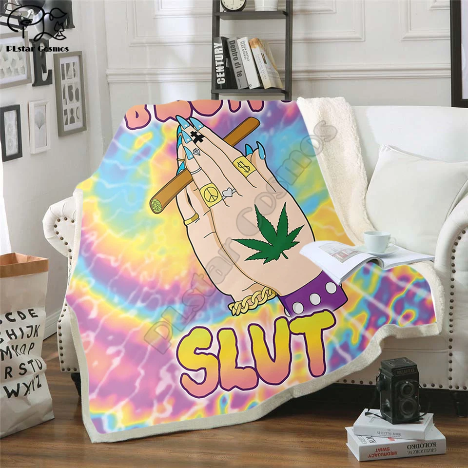 Сказочное одеяло Blunt Slut/trippy Tie dye с принтом листьев травы для кровати дивана кресла