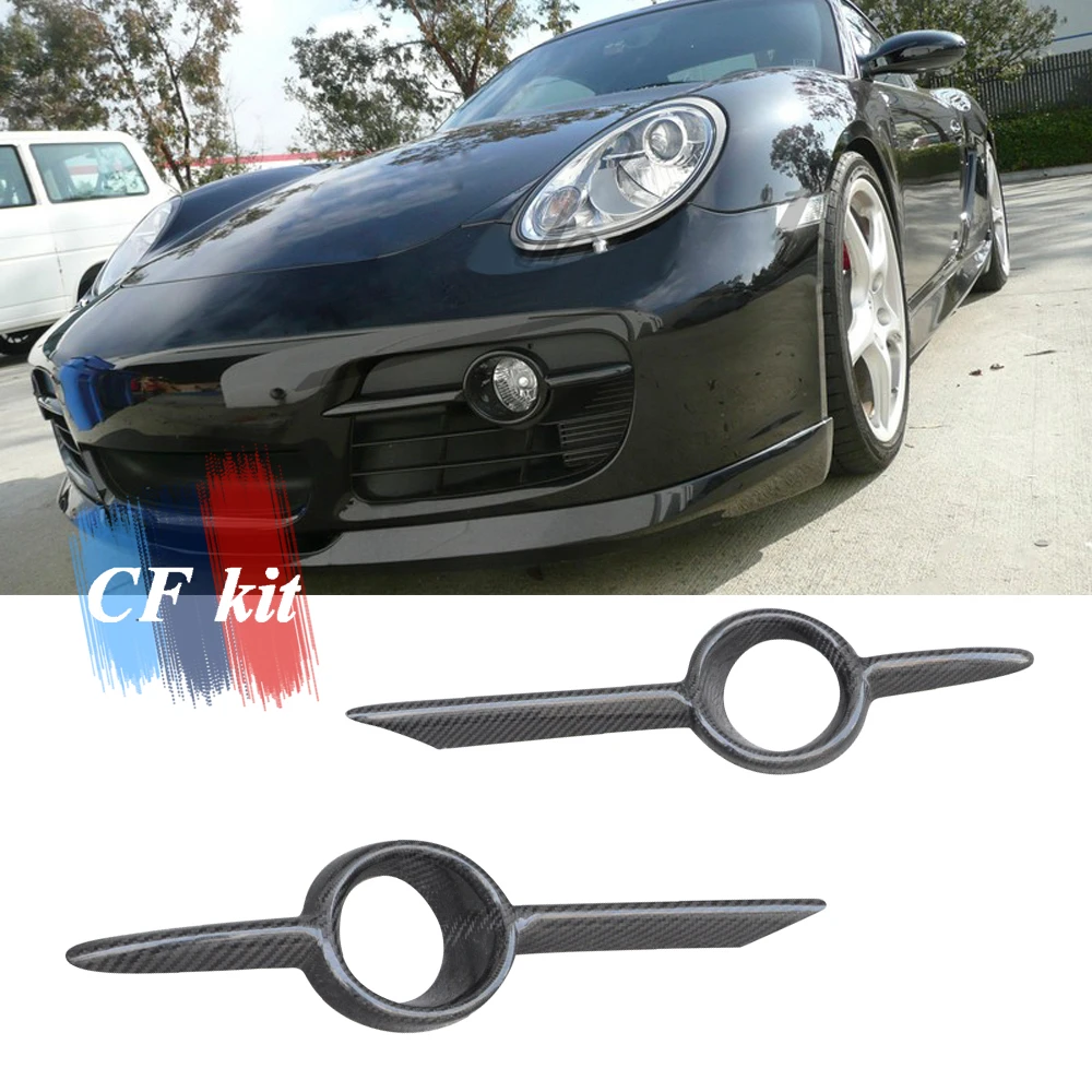 

CF Kit Carbon Fiber Fog Light Spear Cover For Porches CAYMAN S 2004-2008 Front Lamp Protector Car Styling