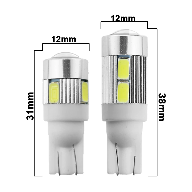 1х автомобильный T10 светодиодный светильник 6 SMD 12 В Белый 6500K W5W светодиодный сигнальный свет 10 SMD Авто интерьерный клиновидный боковой номерной знак лампы 5W5 194 168