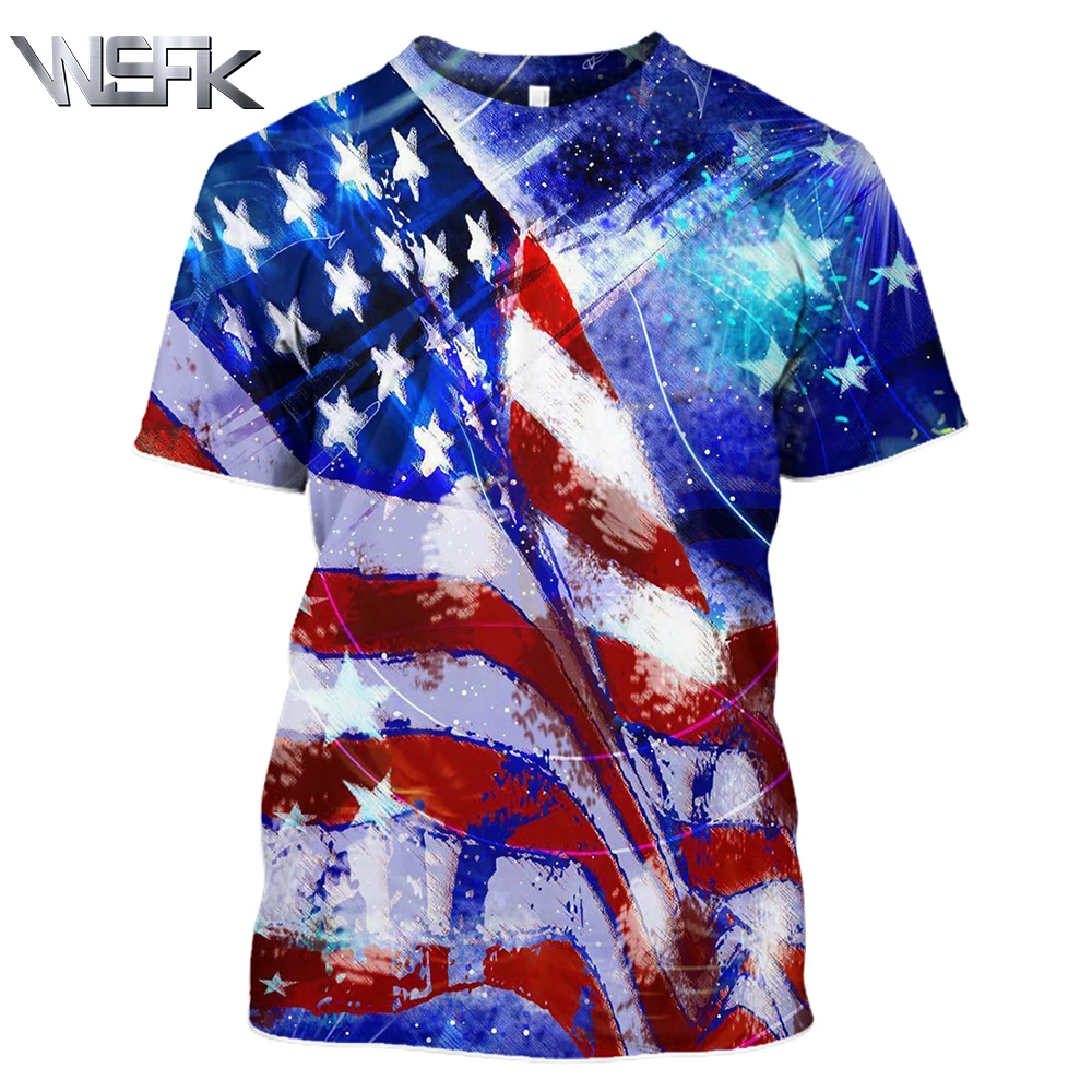 WSFK Новый июля американский флаг принты странные вещи Футболка мужская и женская