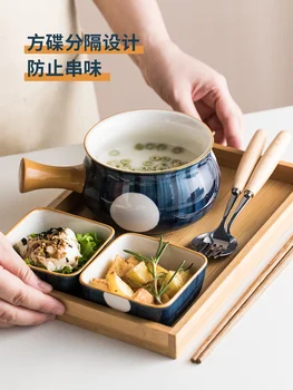 

Japanese ceramic noodle bowl one person tableware salad double ear soup rice bowl eating dish plate household breakfast set