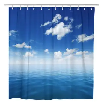 

72"x72" Shower Curtain Waterproof Polyester Fabric Heaven Blue Sky Clouds and Sun Reflection in Water Decorative Bathroom Bath