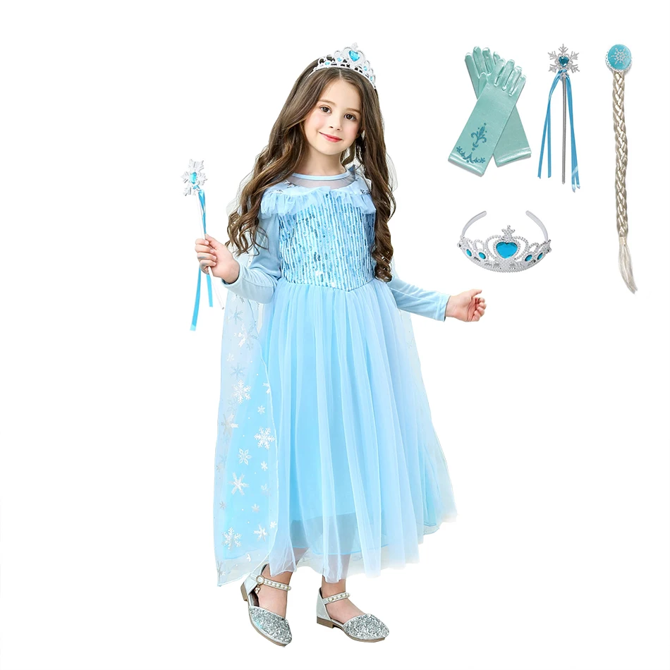 Платье принцессы Эльзы 2 для девочек рождественские костюмы косплея и вечеринок