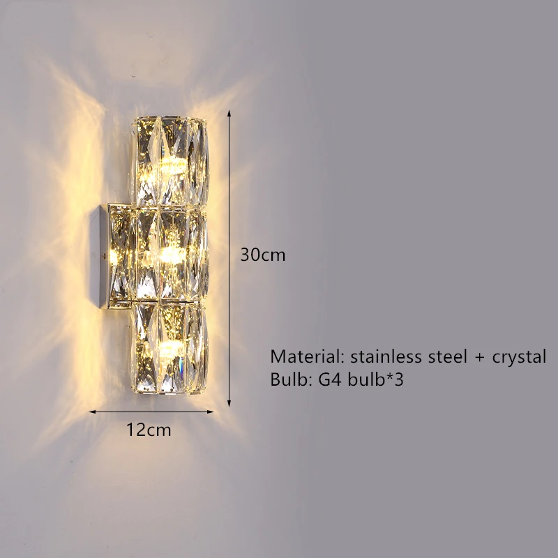 plug in wall lights Silver Metal LED Wall Sconce High Quality Crystal Home Decoration Wall Lamp For Bedside Foyer Aisle Hotel Room Lighting Fixtures swing arm wall lamp Wall Lamps