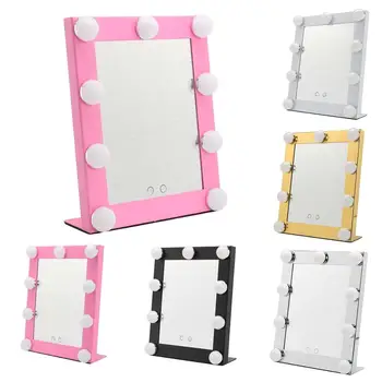 

Vanity Tabletops Lighted Makeup Mirror With 9 LED Bulb Lights Touch Screen Beauty Mirror Adjustable Cosmetic Tool 110-240V