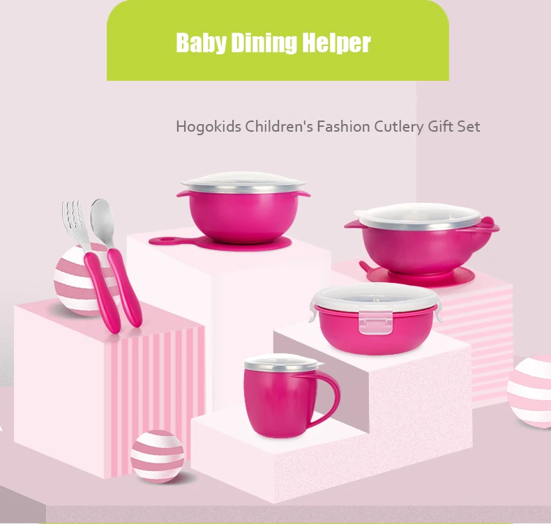 Hogokids Dish Set of Children's Dishes Stainless Steel Bowl Children's Tableware for Feeding Baby Feed Bowl Dinnerware 6 of set