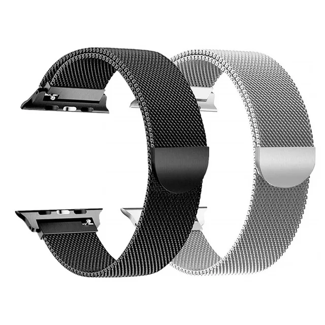 black-silver 2 шт. в упаковке, ремешок для часов, Миланская петля, ремешок для наручных часов Apple Watch серии 1/2/3/4 наручных часов iwatch, 42 мм, 38 мм, 40 мм 44 мм, браслет из звеньев, Нержавеющая сталь ремень - Цвет ремешка: black-silver