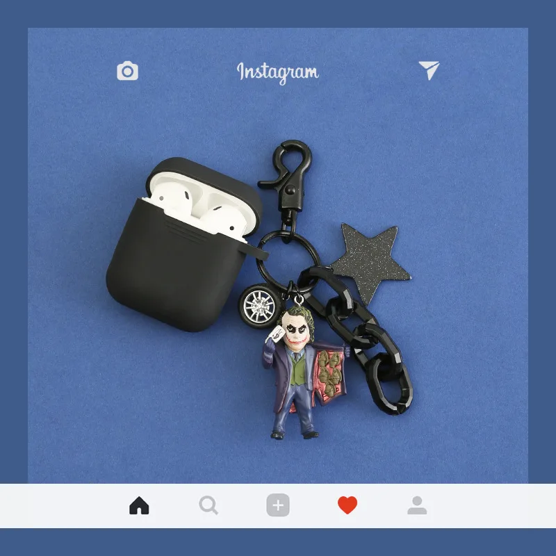 

Cute Cartoon DC The Dark Knight Clown Figure Doll Keychain for Apple Airpods Protective Bluetooth Earphone Case Keyrings