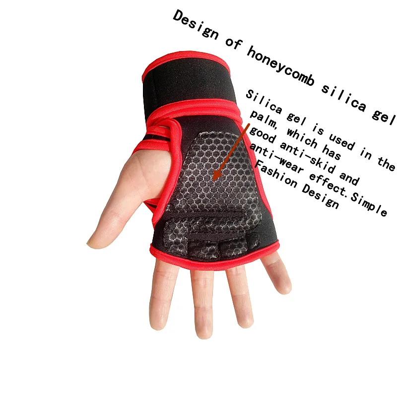 Неопреновые противоскользящие перчатки для тяжелой атлетики для мужчин и женщин, Перчатки для фитнеса с половинными пальцами, перчатки для тренировок, штанга перекрестный перчатки