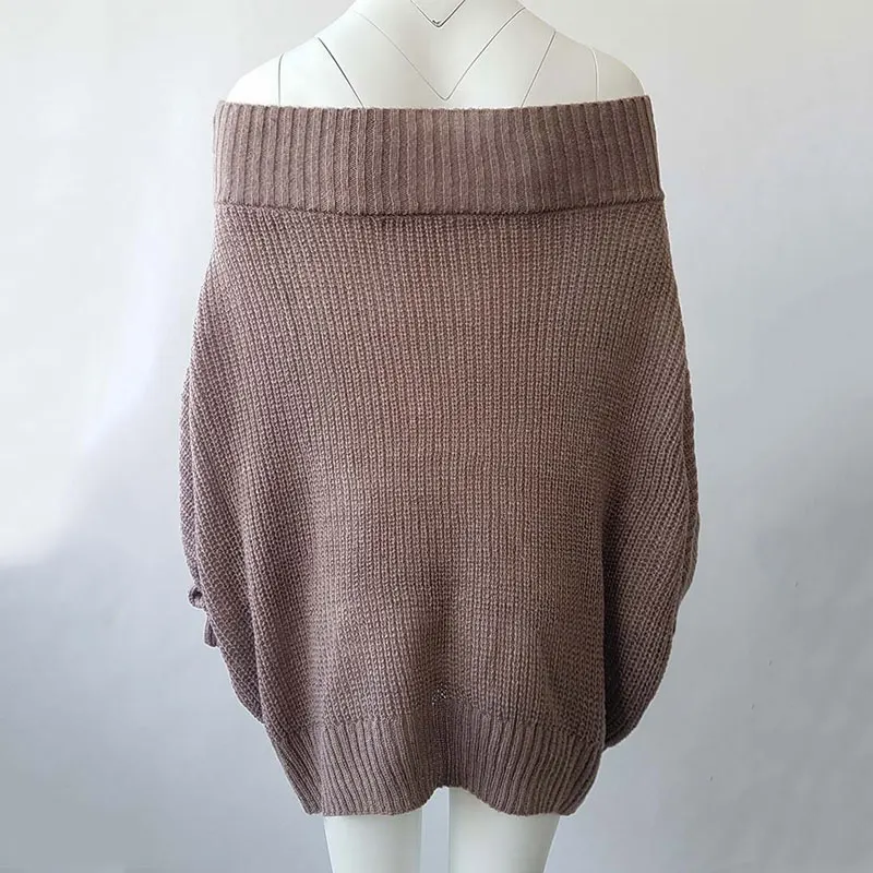 Осенний свитер больших размеров d женский свитер с открытым плечом женский зимний свитер пуловер Женский вязаный свитер 4XL