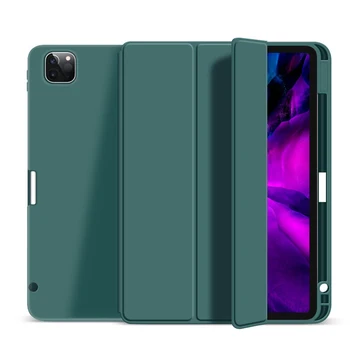 

For IPAD PRO 12.9inch 2020/2018 4th/3rd Generations Auto-Wake up/Sleep With Pen Slot Protective Shell Tri-folfing PU Case Cover